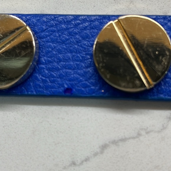 Royal Blue Faux Leather Cuff Bracelet - Picture 4 of 6